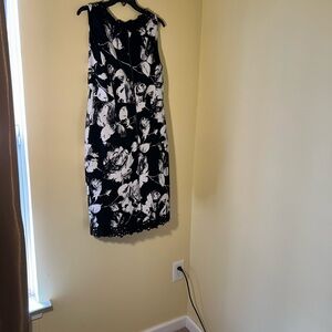 Karl Lagerfeld Black and White Floral Midi Dress